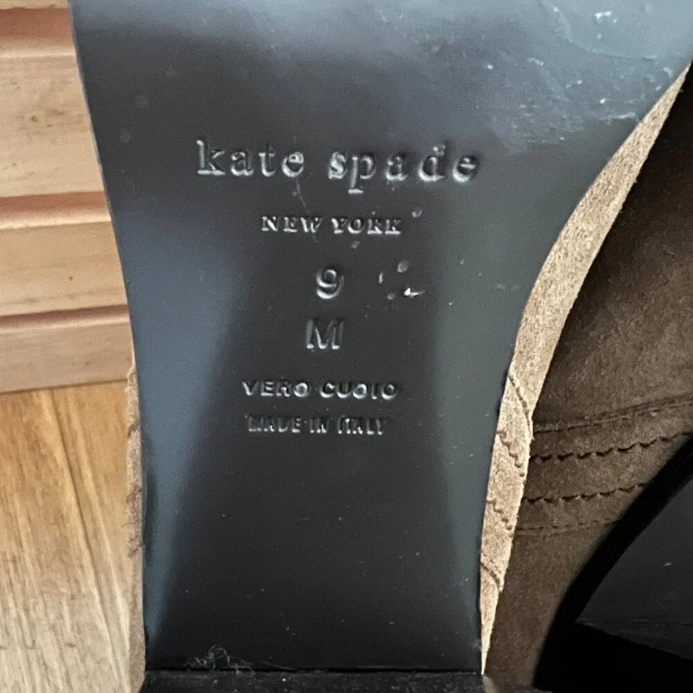 Kate Spade New York Size 9 Tobacco Brown Baise Suede Pull On Heeled Ankle Boots - Picture 3 of 16